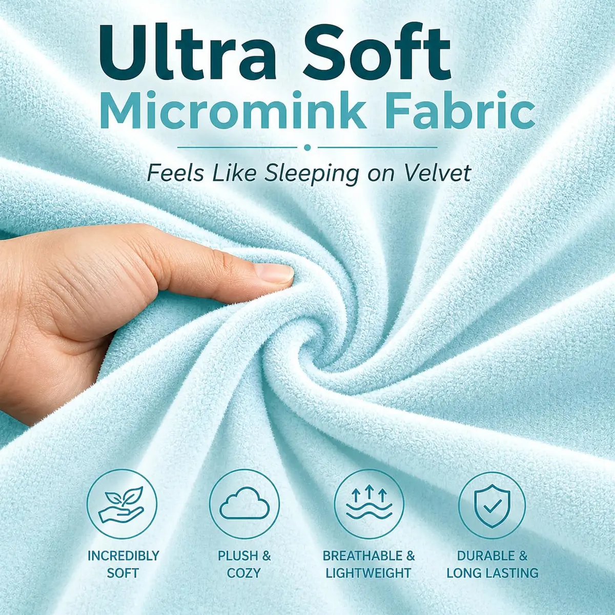 EVOLIVE Micromink Body Pillow Cover 21"x54" | Plush Faux Fur & Velvet Feel (Light Blue) - view 2