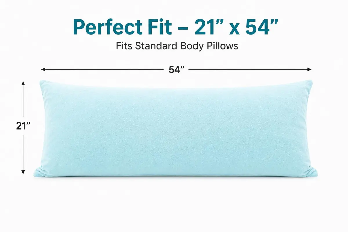 EVOLIVE Micromink Body Pillow Cover 21"x54" | Plush Faux Fur & Velvet Feel (Light Blue) - view 4