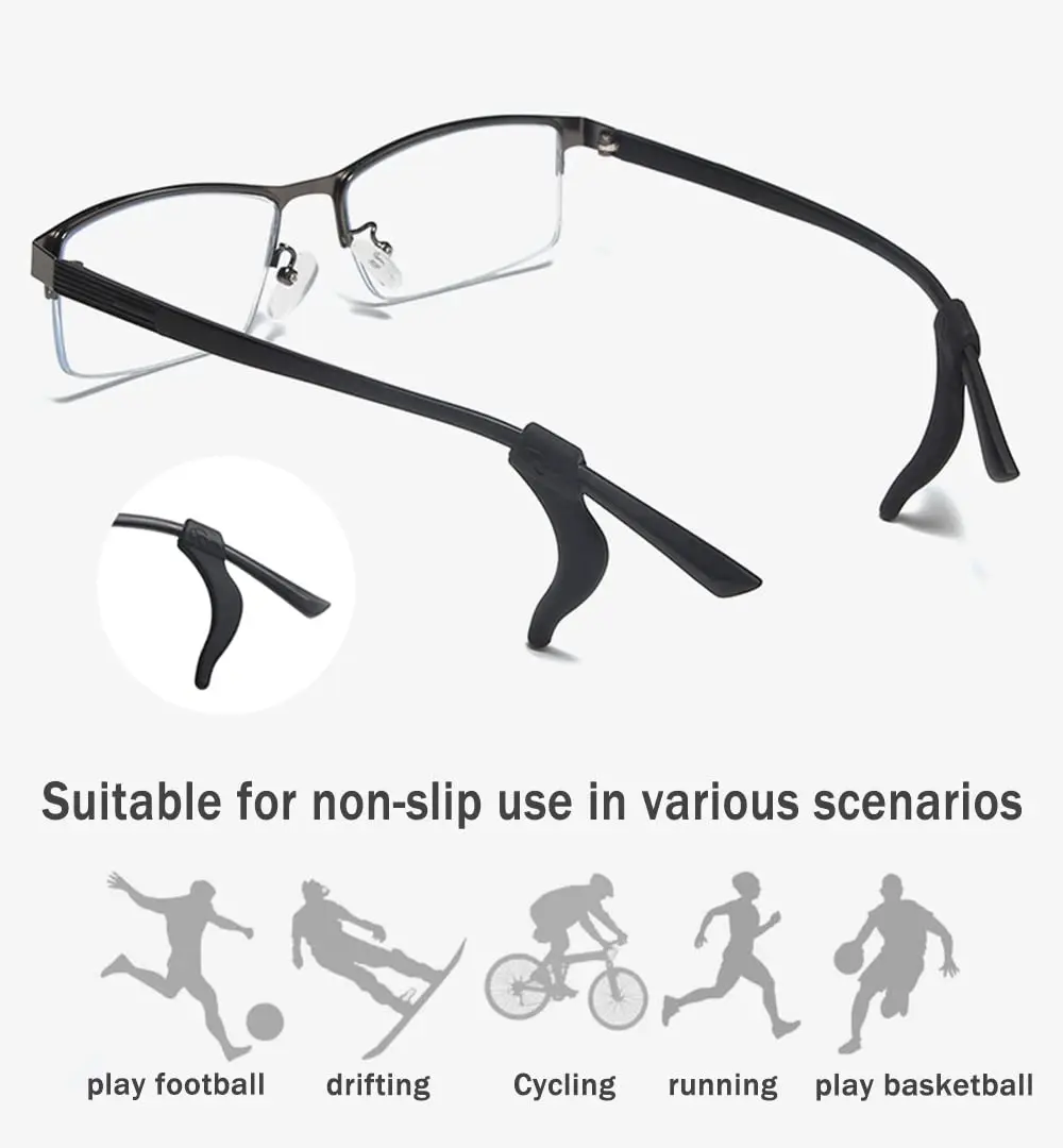 PTSLKHN Soft Silicone Eyeglass Ear Grips 10 Pairs (Black) | Secure Fit for Active Lifestyles - view 5