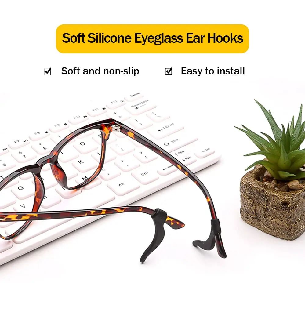 PTSLKHN Soft Silicone Eyeglass Ear Grips 10 Pairs (Black) | Secure Fit for Active Lifestyles - view 3