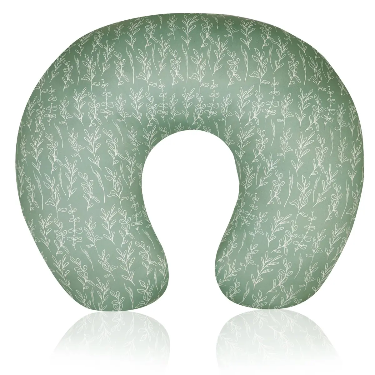 HNHUAMING Green Sage Nursing Pillow Cover | Hypoallergenic, Zippered, Fits 22.5 x 18 inch Pillows - main product image