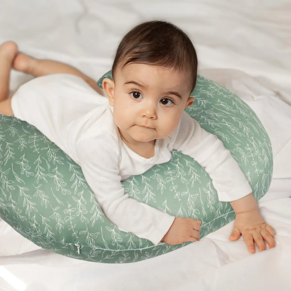 HNHUAMING Green Sage Nursing Pillow Cover | Hypoallergenic, Zippered, Fits 22.5 x 18 inch Pillows - view 9