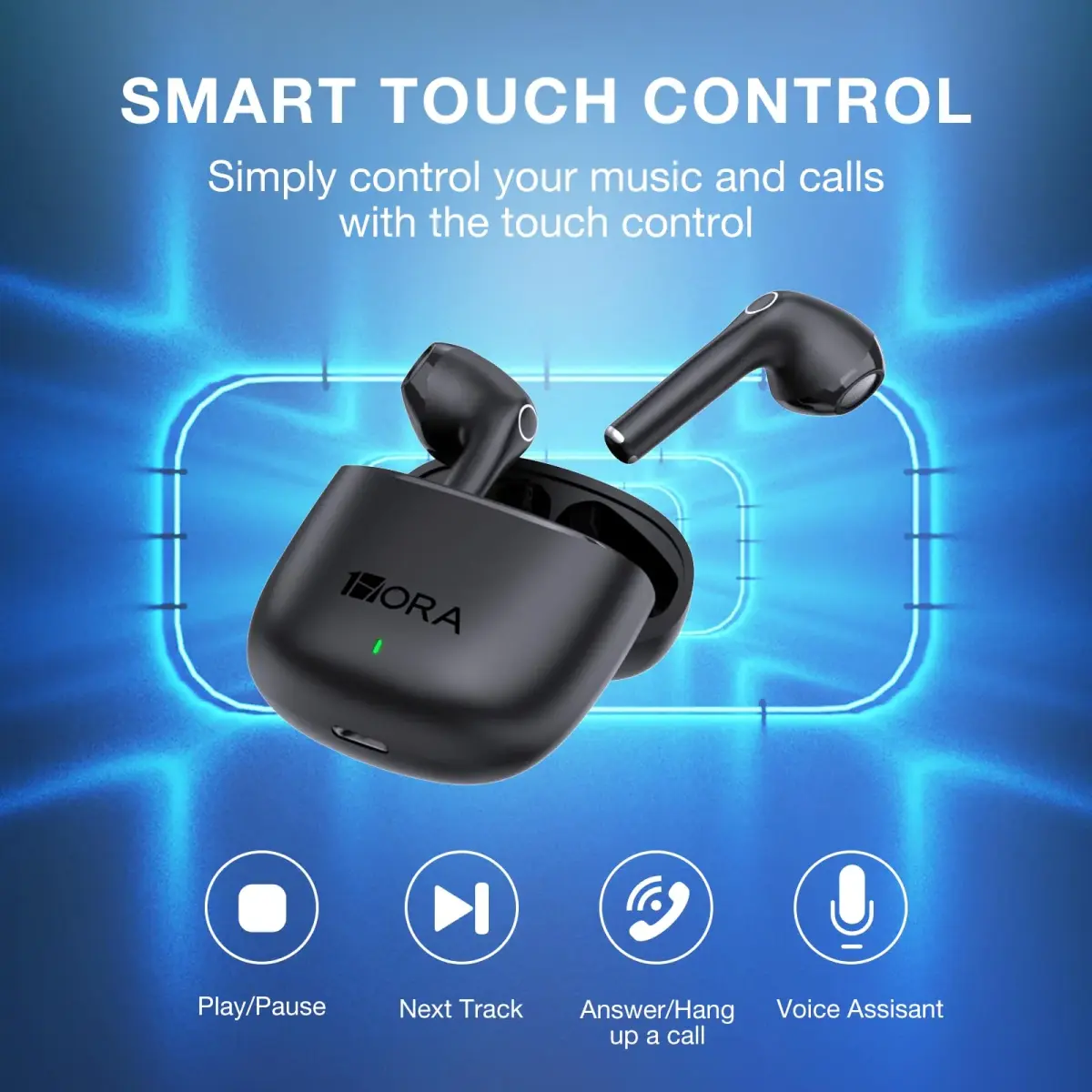 1 Hora Wireless Earbuds Black | Bluetooth 5.3, 22 Hours Playtime, Clear Calls, Deep Bass - view 6