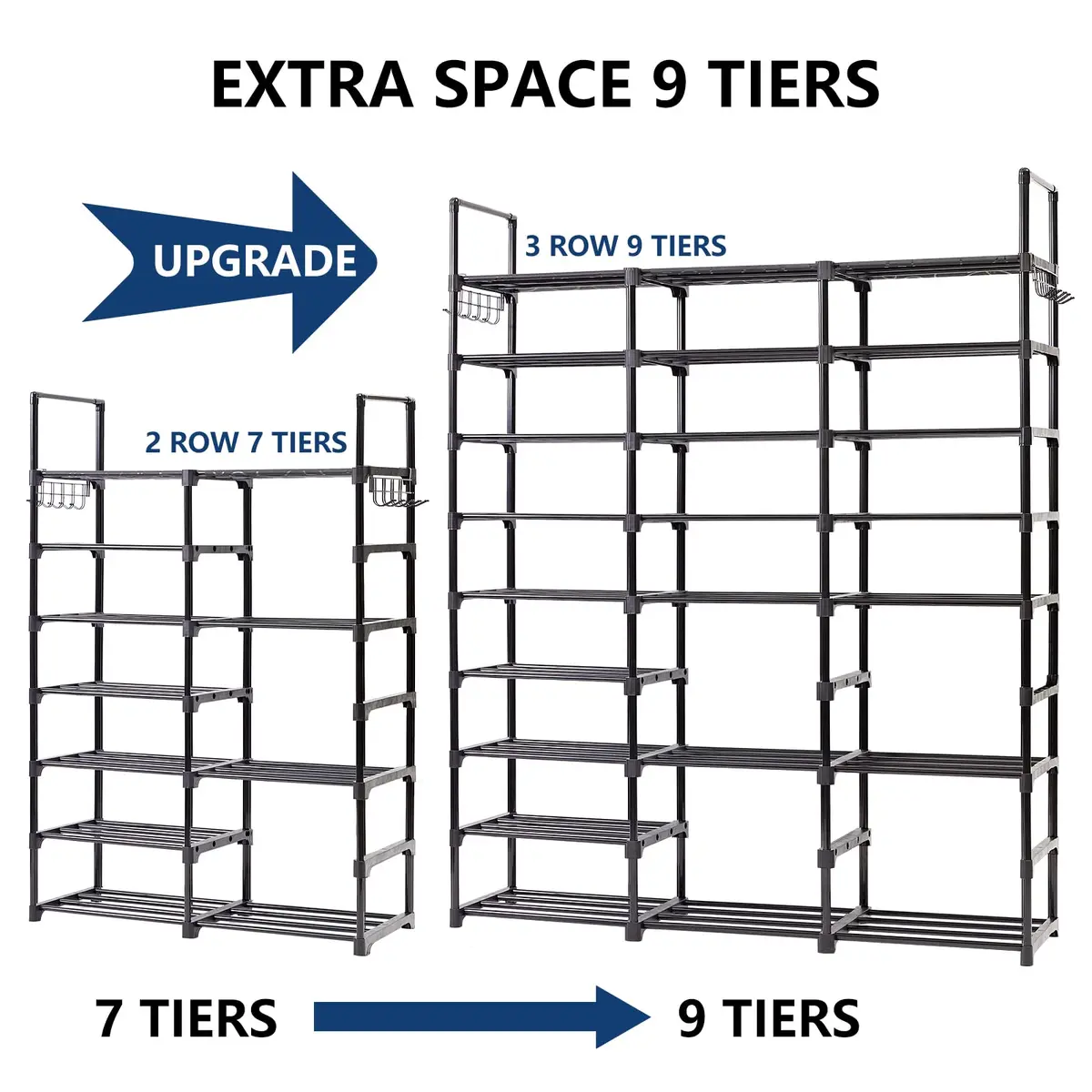 Mavivegue 9-Tier Metal Shoe Rack | Holds 50-55 Pairs, Modular & Durable (70-120 chars) - view 8