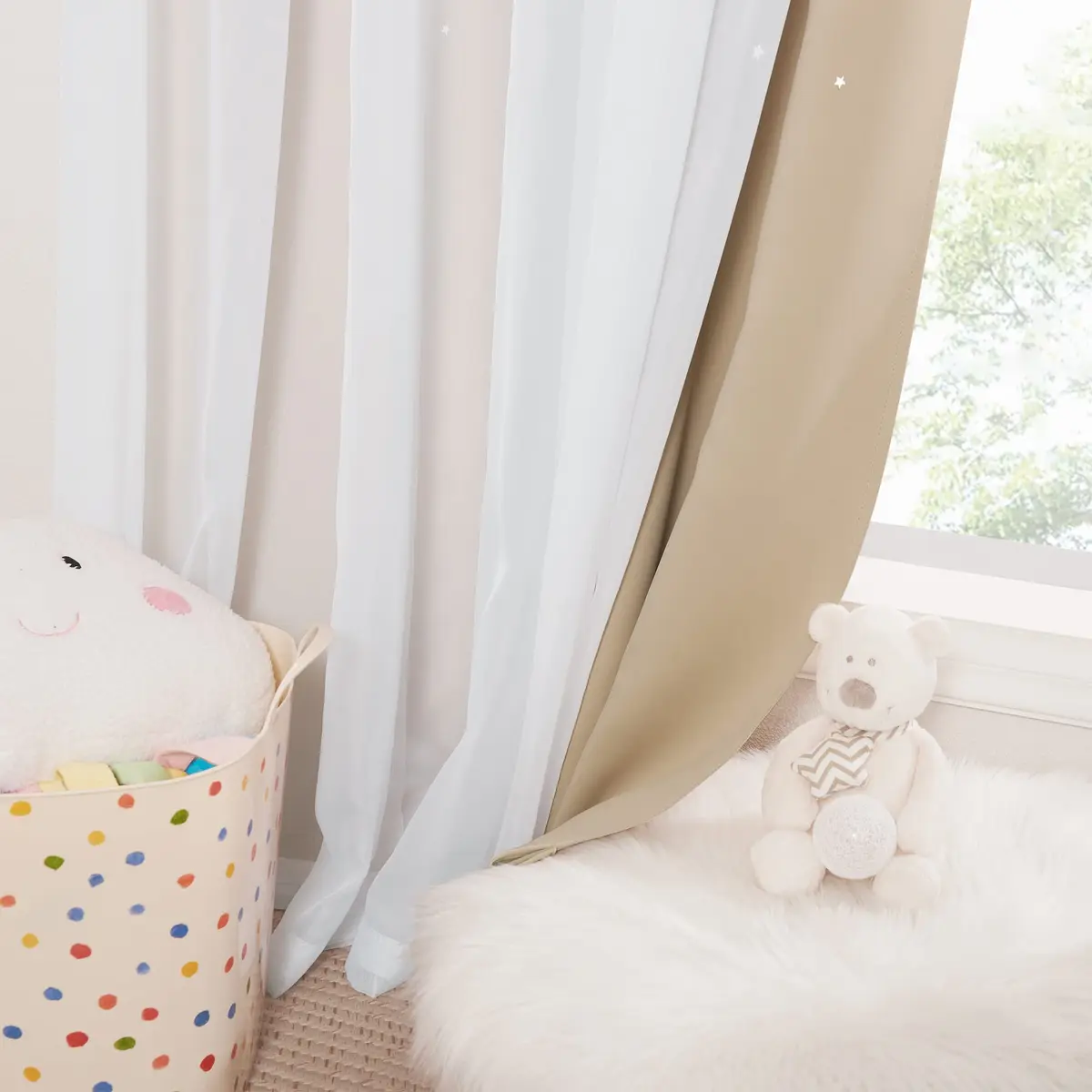 NICETOWN Nursery Curtains for Kids, Star Hollow-Out Blackout Panel W52 x L84 | Double Layer Dreamy Window Decor - view 6