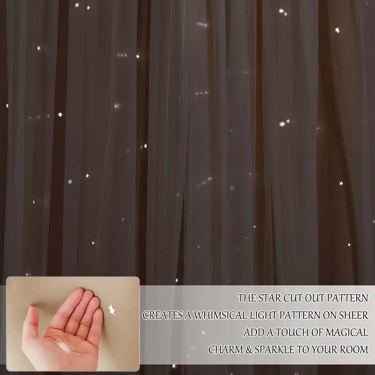 NICETOWN Nursery Curtains for Kids, Star Hollow-Out Blackout Panel W52 x L84 | Double Layer Dreamy Window Decor - view 2