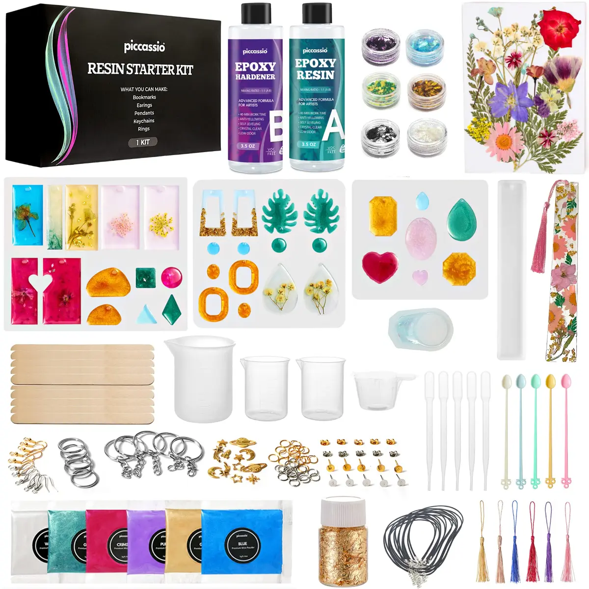Piccassio Resin Jewelry Kit for Beginners | Complete DIY Craft Set with Molds & Tools - main product image