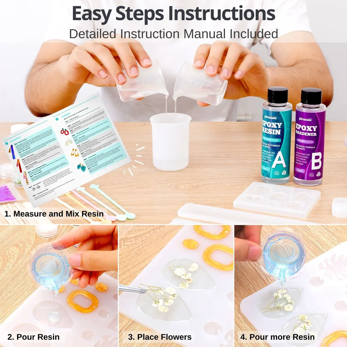 Piccassio Resin Jewelry Kit for Beginners | Complete DIY Craft Set with Molds & Tools - view 6