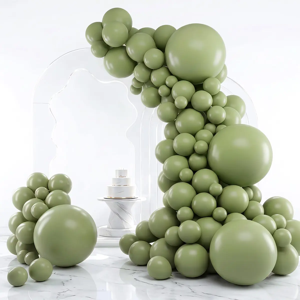 rubfac Sage Green Balloons 129pcs Different Sizes Latex Balloon Arch Kit | Assorted Colors Party Balloon Garland for Birthdays & Events - main product image