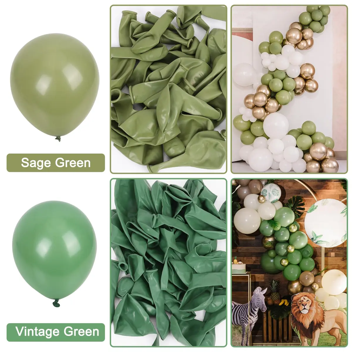 rubfac Sage Green Balloons 129pcs Different Sizes Latex Balloon Arch Kit | Assorted Colors Party Balloon Garland for Birthdays & Events - view 7