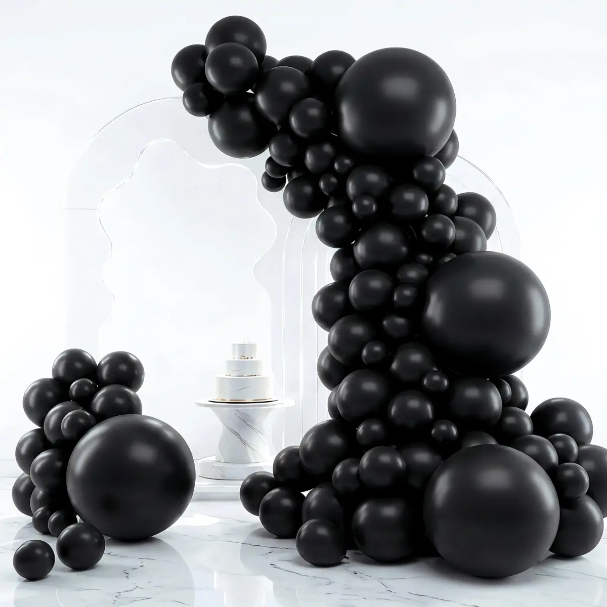 RUBFAC Black Balloon Arch Kit 129pcs Assorted Sizes | Premium Latex Party Balloons for Birthdays & Events - main product image