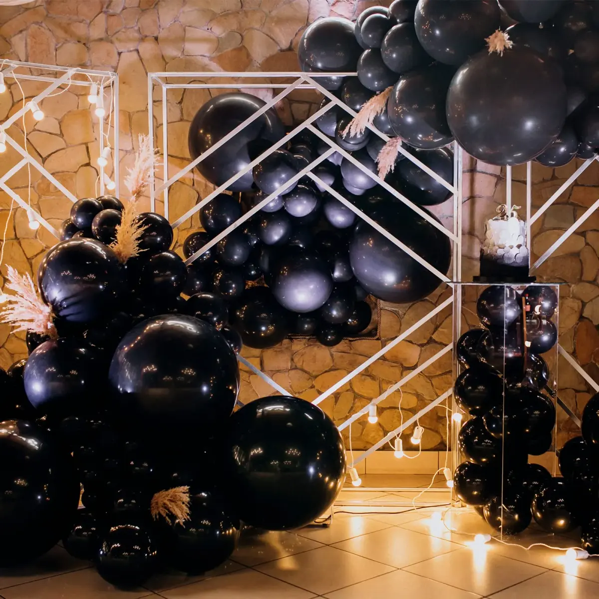 RUBFAC Black Balloon Arch Kit 129pcs Assorted Sizes | Premium Latex Party Balloons for Birthdays & Events - view 8