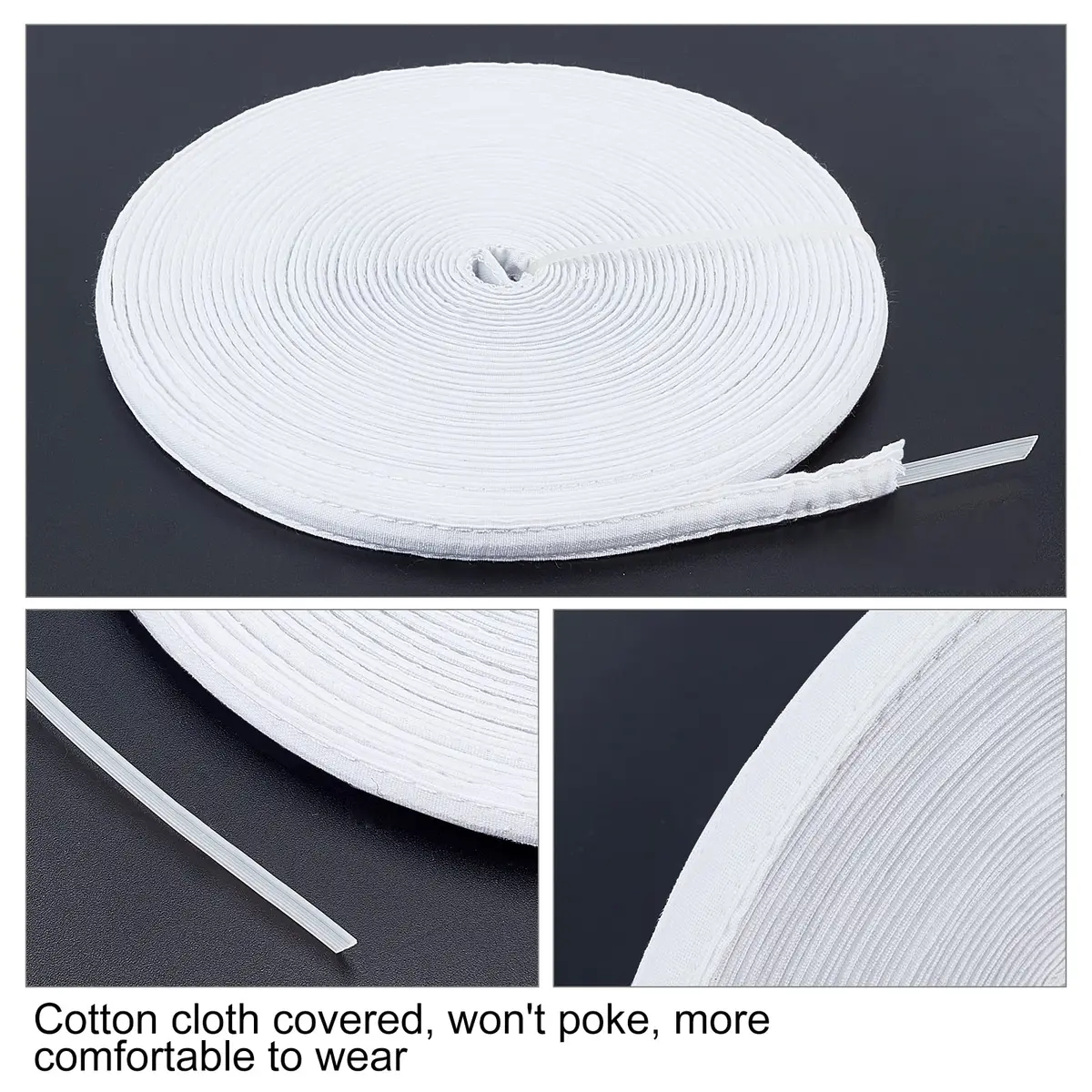 PH PandaHall Cotton Covered Plastic Boning 10mm (0.4") Wide, 12 Yards (11m) Long | Sewable & Washable for Corsets, Bridal Gowns, Hats - view 5
