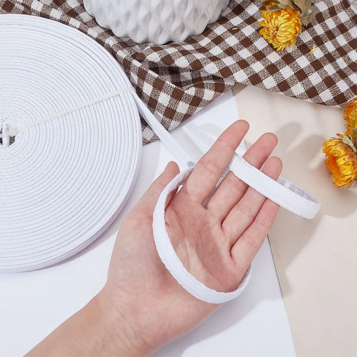 PH PandaHall Cotton Covered Plastic Boning 10mm (0.4") Wide, 12 Yards (11m) Long | Sewable & Washable for Corsets, Bridal Gowns, Hats - view 3