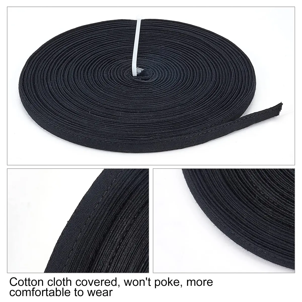 PH PandaHall Cotton Covered Boning, 10mm Wide x 12 Yards Long, Black | Provides Shape and Support for Garments - view 4