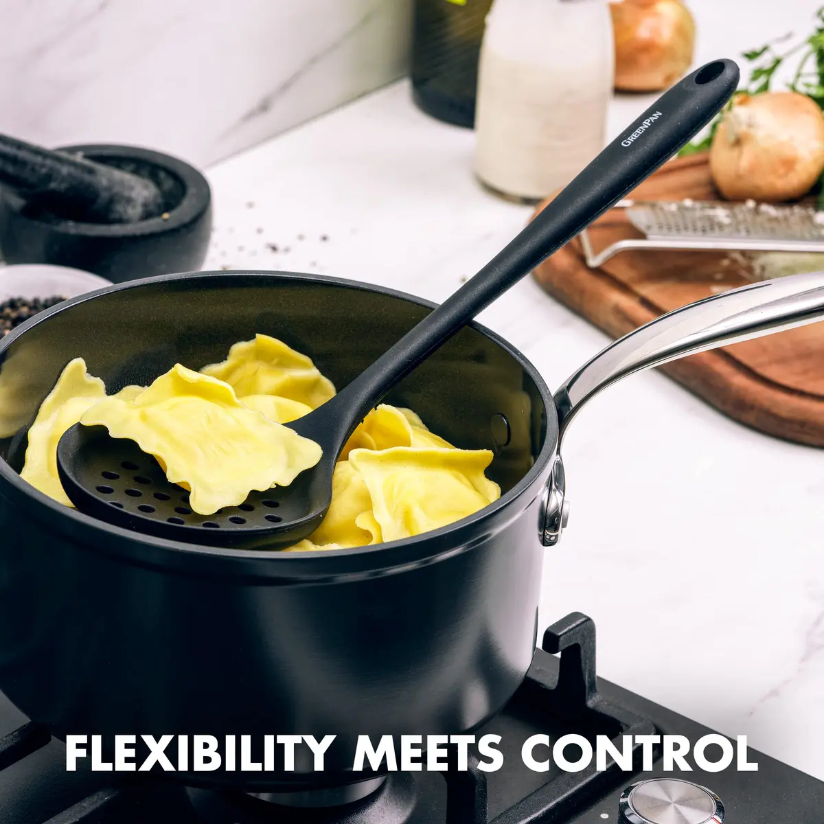 GreenPan 5 Piece Cooking Utensil Set, Silicone Nonstick, Scratch-Free, Black | Versatile Kitchen Tools - view 5
