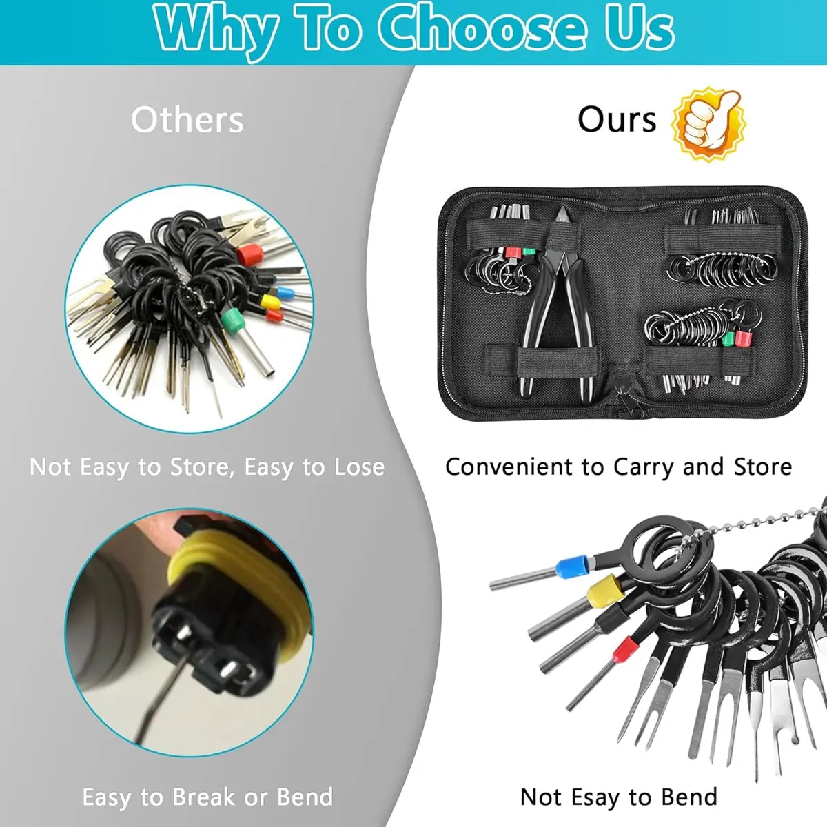 Kikerike Terminal Removal Tool Kit 45 Pcs | Automotive Electrical Connector Pin Extractor - view 5