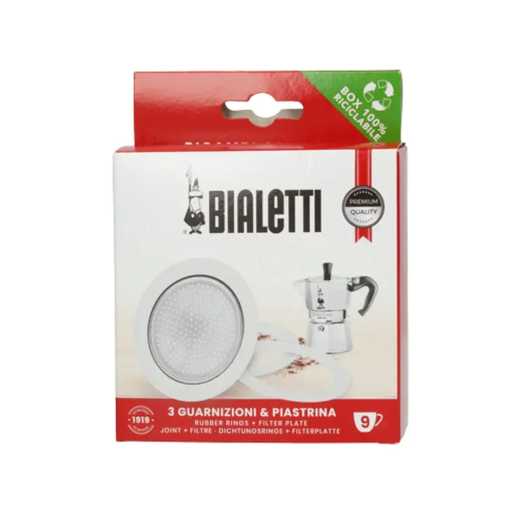Bialetti 9-Cup Moka Pot Gasket and Plate Set | Stainless Steel Replacement Parts - main product image