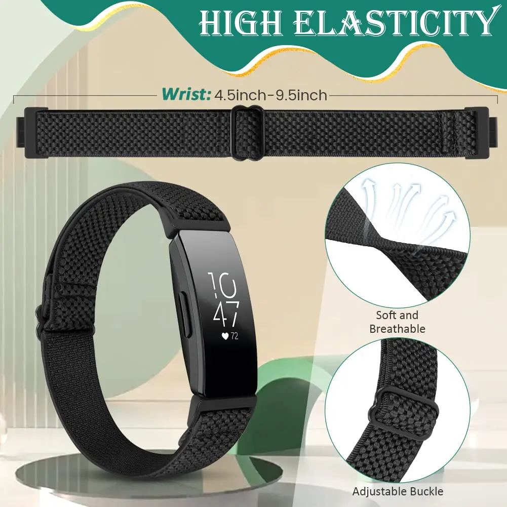 Huamanlou Adjustable Nylon Sport Bands for Fitbit Inspire 3 & More | Breathable, Stretchy, Unisex Wristbands - view 2