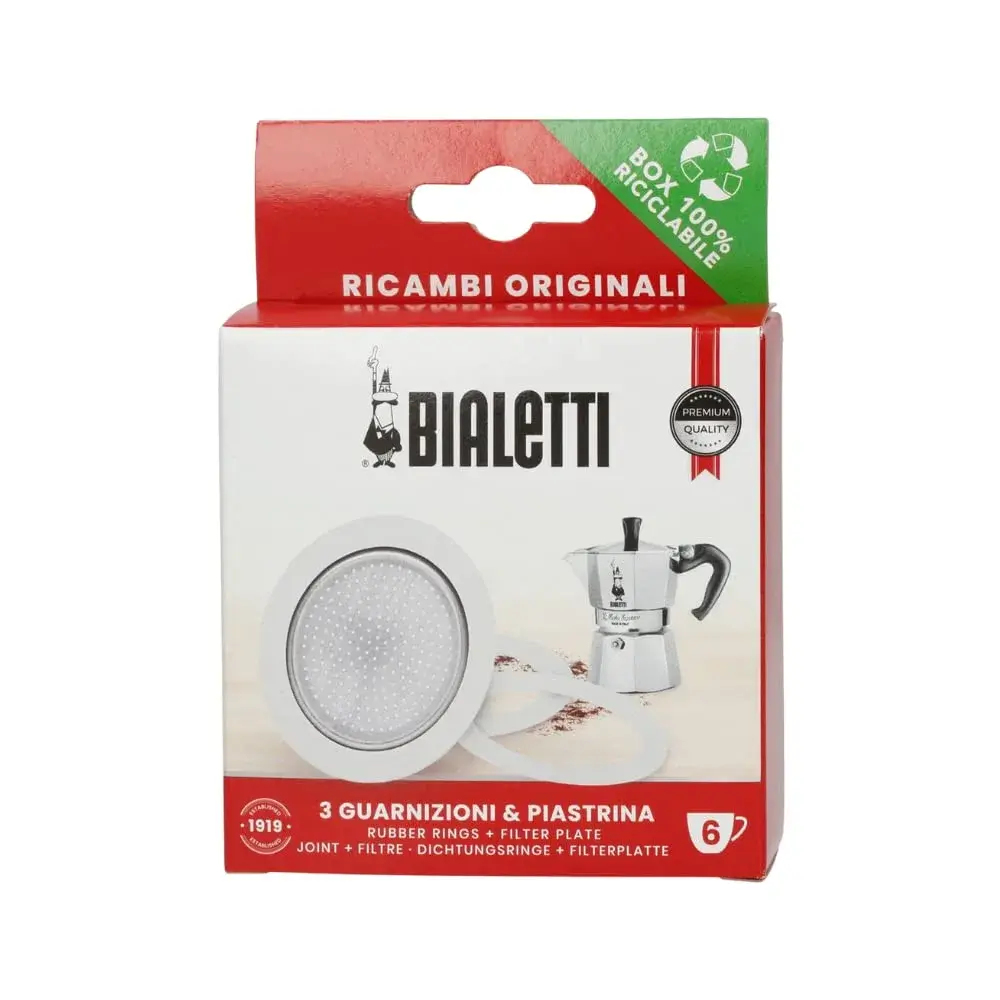 Bialetti Moka Pot Spare Parts Kit for 6-Cup Moka Express | 3 Gaskets & 1 Plate - main product image