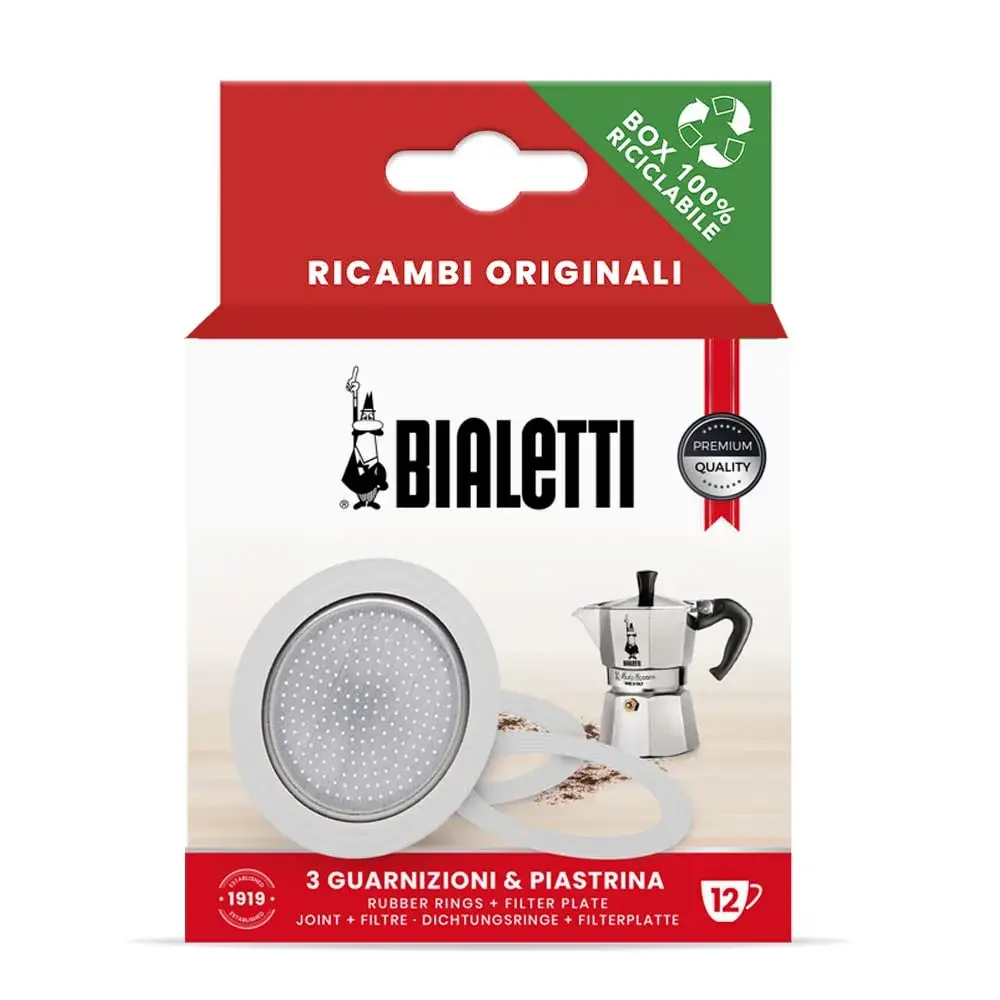 Bialetti Moka Pot 12-Cup Replacement Gaskets & Filter Plate | Genuine Italian Parts - main product image