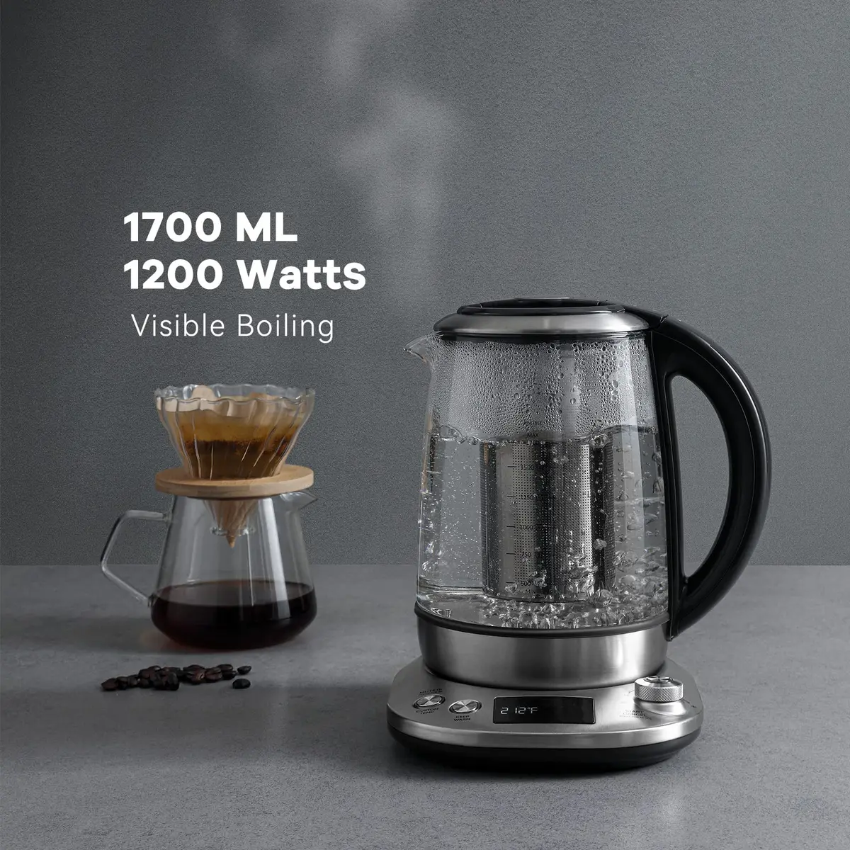 Mecity Electric Tea Kettle with Removable Infuser 1.7L | 9 Preset Brewing Programs & Temp Control - view 8