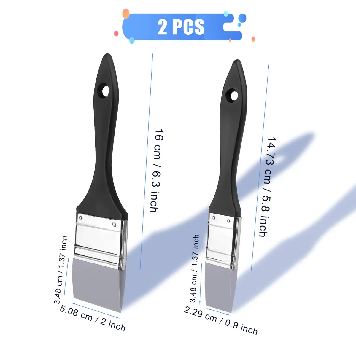 AIEX 2pcs Flat Silicone Paint Brushes 1 & 2 Inch | Durable, Easy to Clean, Precise Painting - view 2