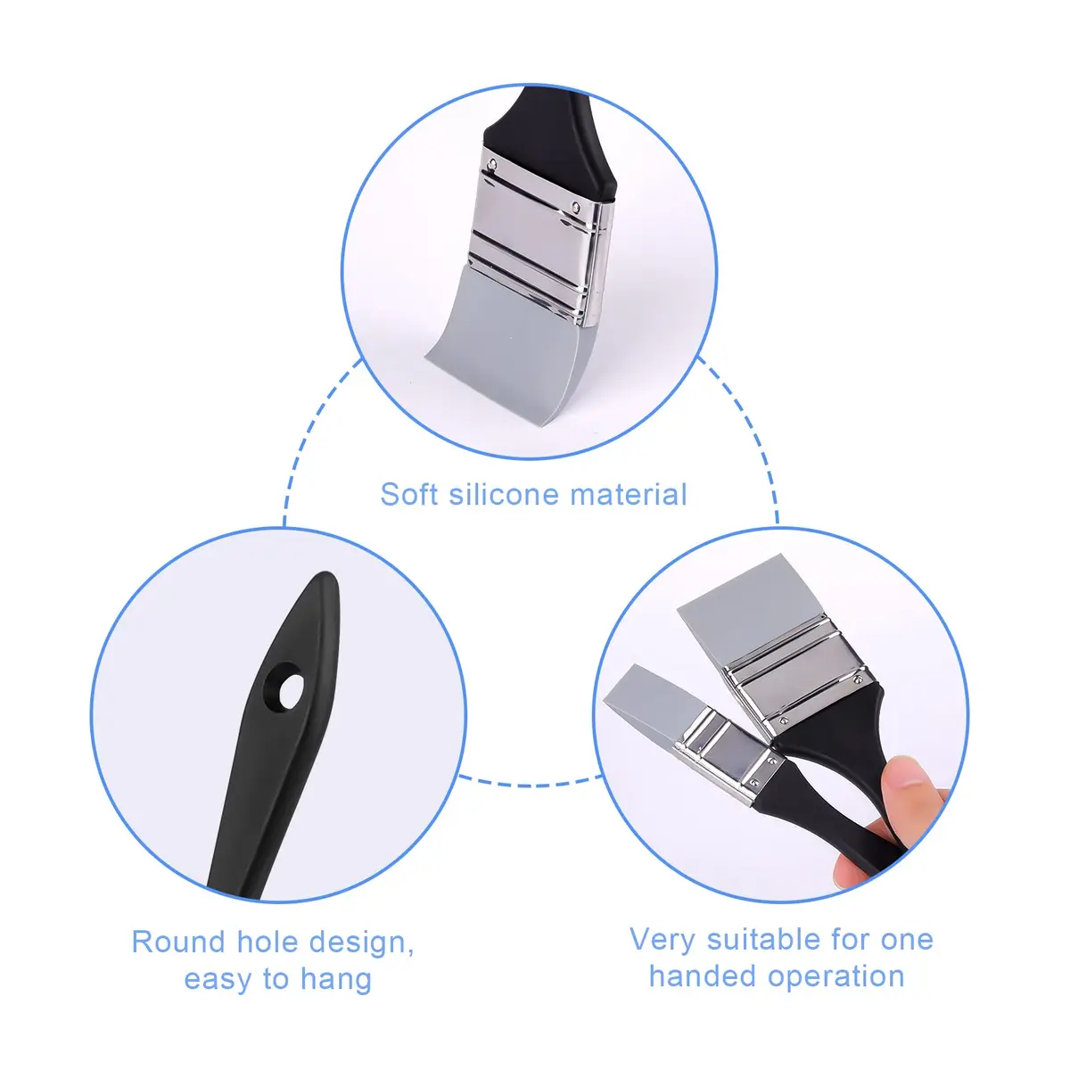 AIEX 2pcs Flat Silicone Paint Brushes 1 & 2 Inch | Durable, Easy to Clean, Precise Painting - view 3