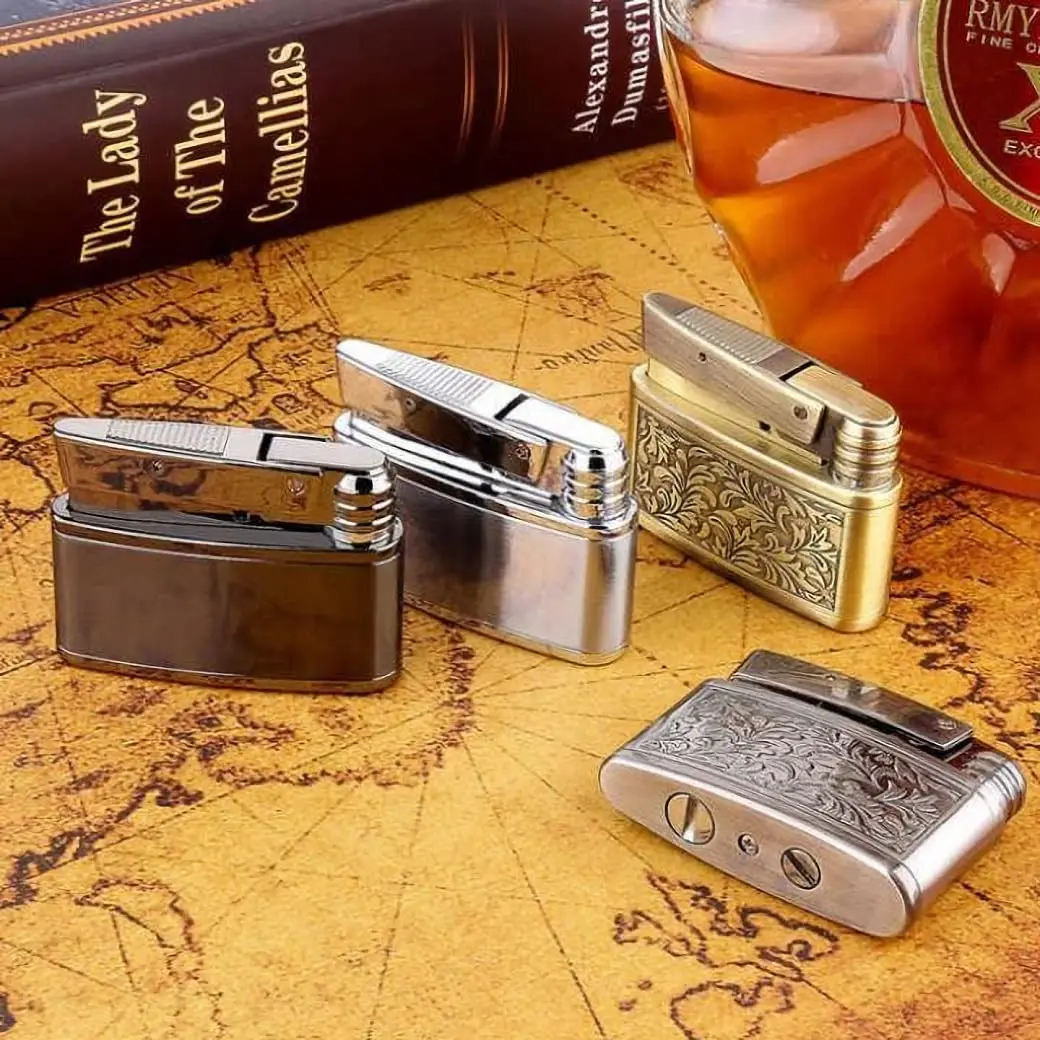 YANCONG Vintage Kerosene Lighter Retro Embossed Antique Style Petrol Lighter for Men (Silver) | Copper, Kerosene, 52*40*15mm - view 5