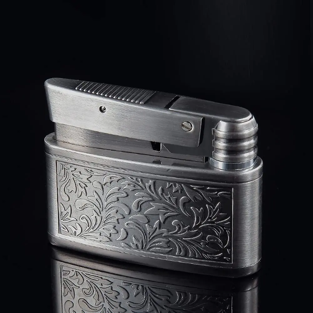 YANCONG Vintage Kerosene Lighter Retro Embossed Antique Style Petrol Lighter for Men (Silver) | Copper, Kerosene, 52*40*15mm - view 2