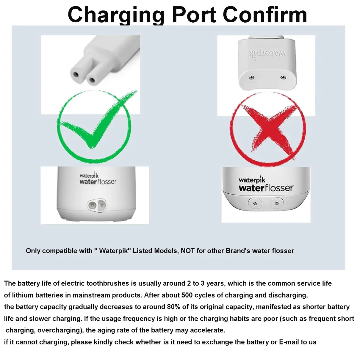 PDEEY 3V Water Flosser Charger Replacement Wall Adapter 5 ft Cable | Compatible with Waterpik WP360 WP462 WP450 - view 7
