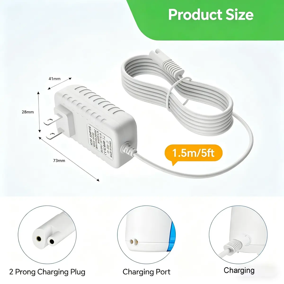 PDEEY 3V Water Flosser Charger Replacement Wall Adapter 5 ft Cable | Compatible with Waterpik WP360 WP462 WP450 - view 4