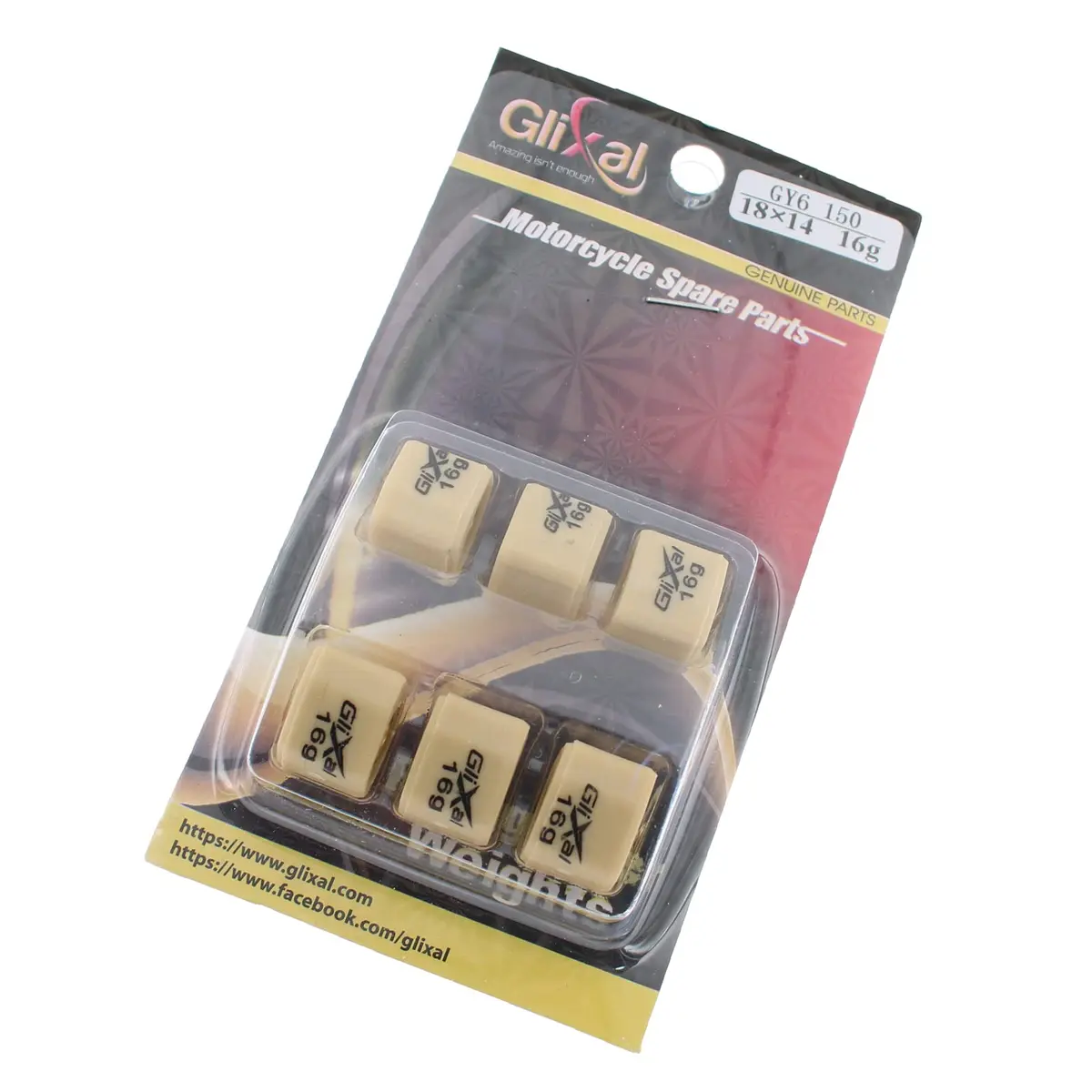 Glixal High Performance Polygon Variator Sliders 16g | Racing Roller Weights for GY6 125cc-150cc Scooters & ATV - view 6