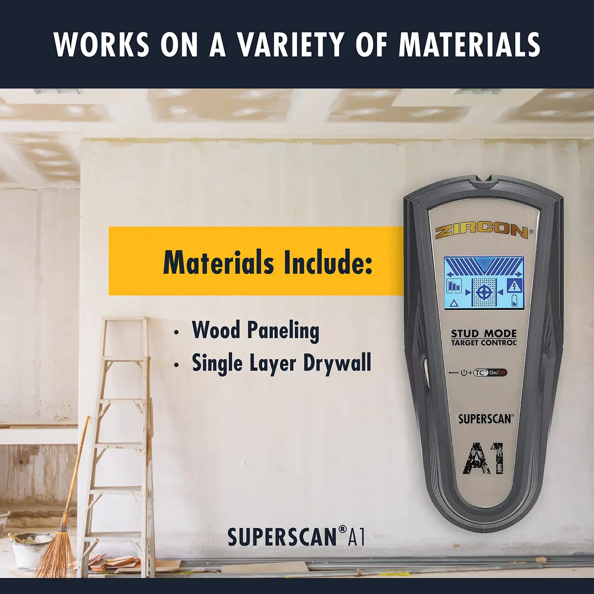 Zircon SuperScan A1 Advanced Stud Finder with Target Control and StudScan Mode | Detects Wood & Metal Studs up to 19mm - view 5
