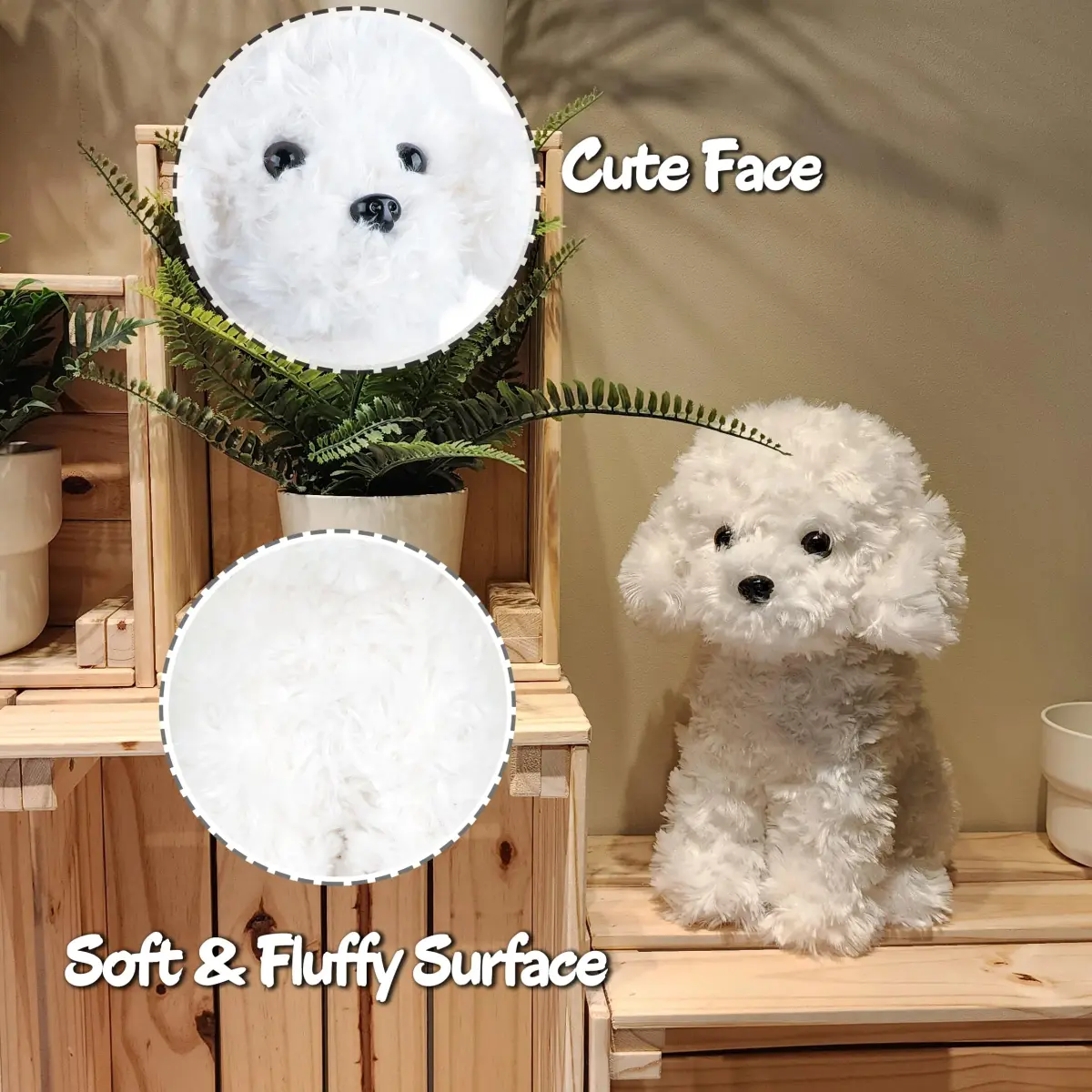 WEIGEDU White Toy Poodle Stuffed Animal Dog Puppy - Bichon Frise Maltese Maltipoo White Labradoodle Plush Toy for Kids and Babies 12.6" - view 4