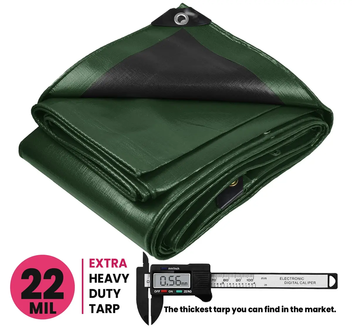 PROTARP Heavy Duty 22 Mil Tarp Cover 20′ X 30′ | Waterproof UV Resistant Rip & Tear Proof - view 2