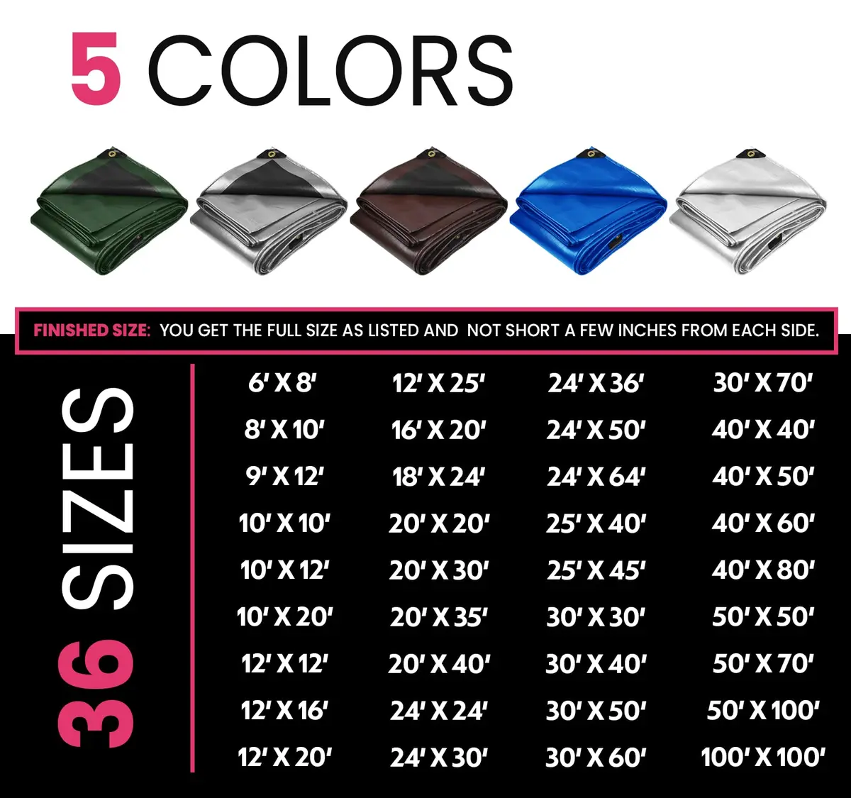 PROTARP Heavy Duty 22 Mil Tarp Cover 20′ X 30′ | Waterproof UV Resistant Rip & Tear Proof - view 3