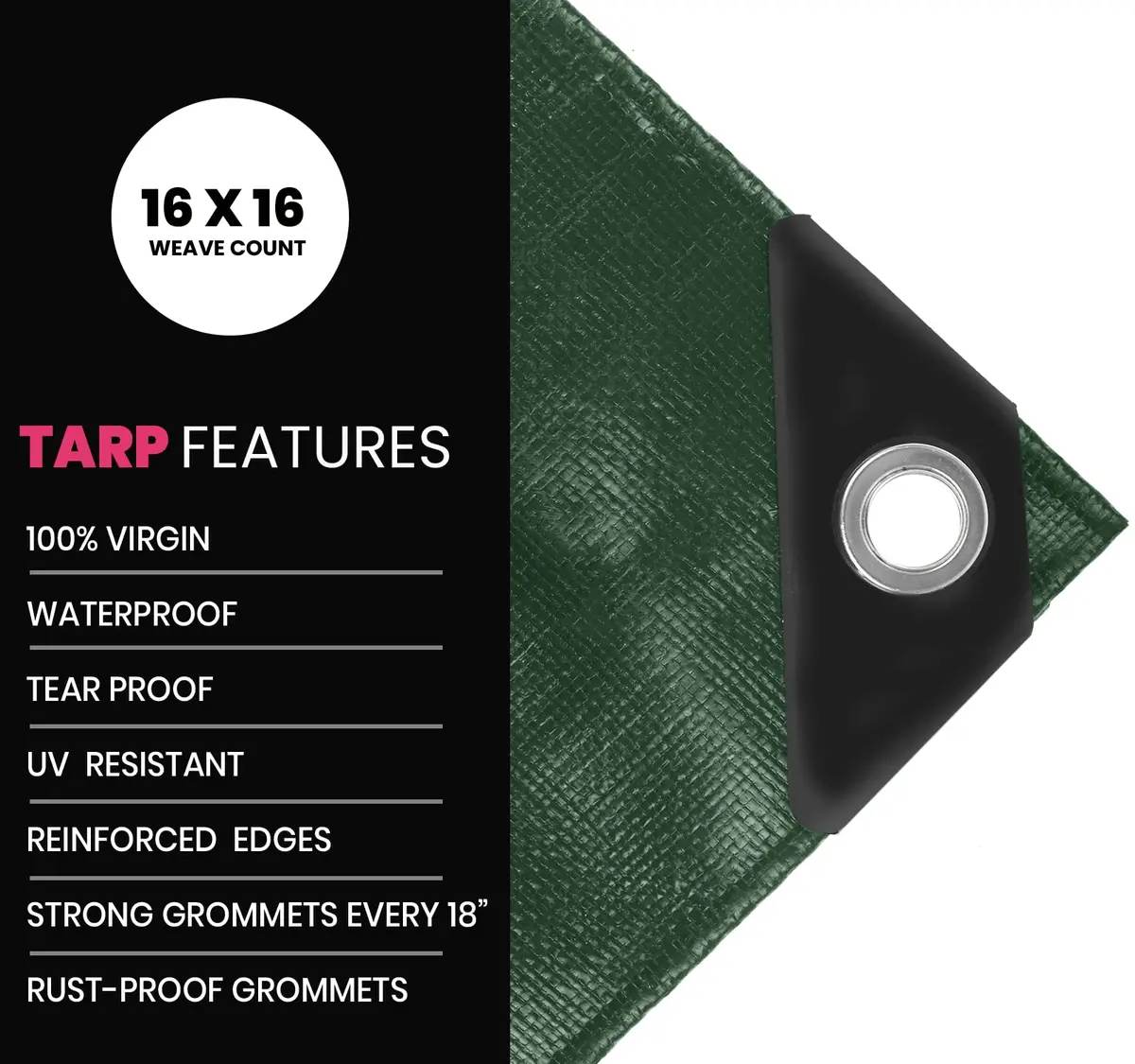 PROTARP Heavy Duty 22 Mil Tarp Cover 20′ X 30′ | Waterproof UV Resistant Rip & Tear Proof - view 4