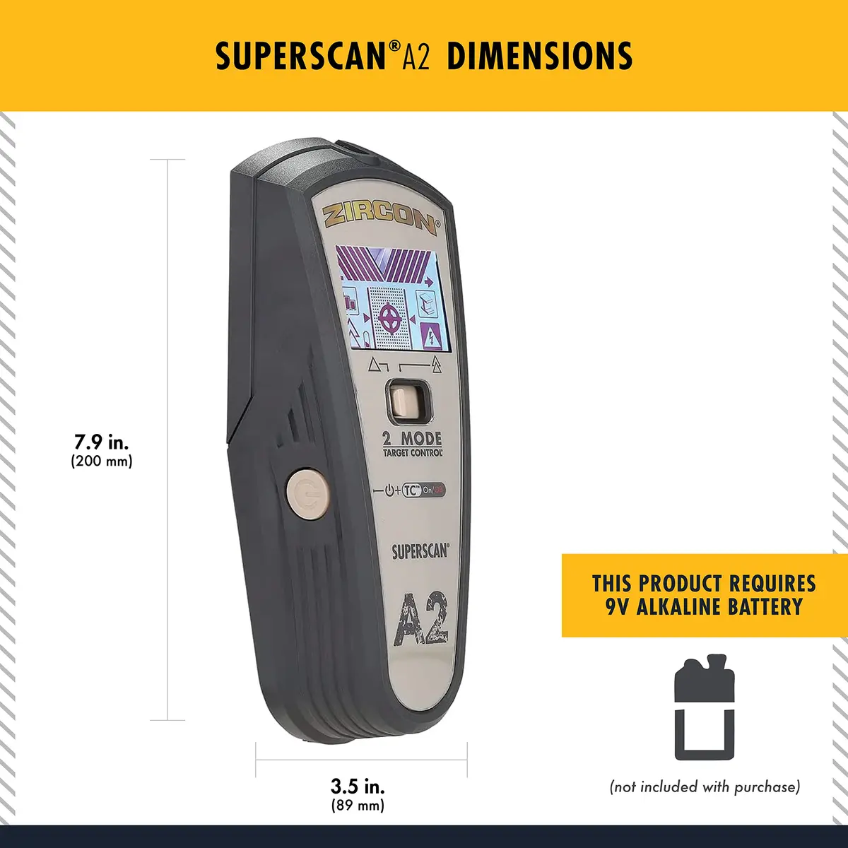 Zircon SuperScan A1 Advanced Stud Finder with Target Control and StudScan Mode | Detects Wood & Metal Studs up to 19mm - view 6