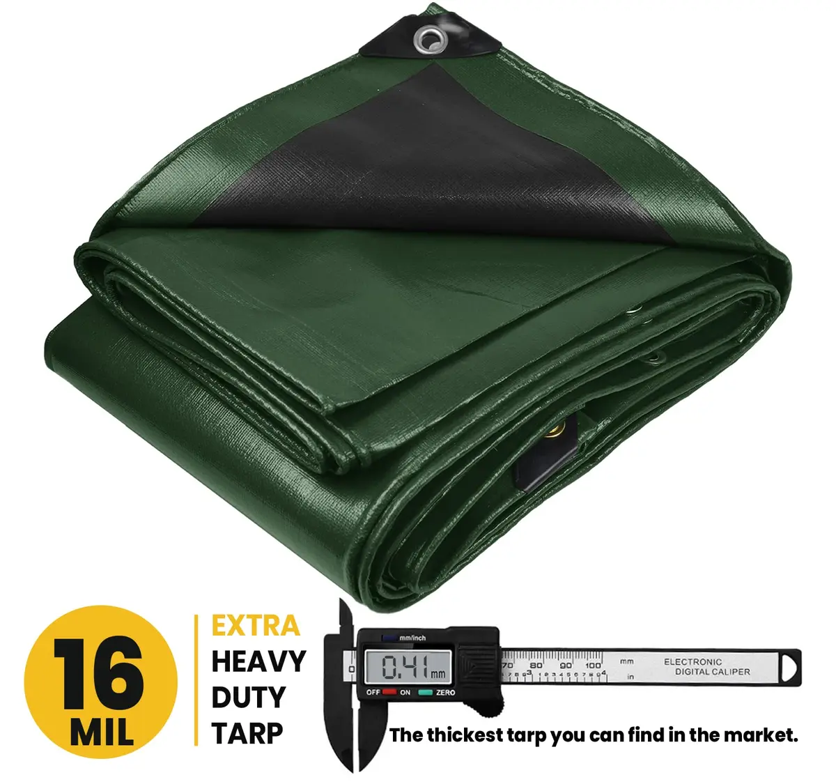 PROTARP Extra Heavy Duty 16 Mil Tarp Cover | Waterproof, UV Resistant, Rip & Tear Proof (20′ X 40′) - view 2