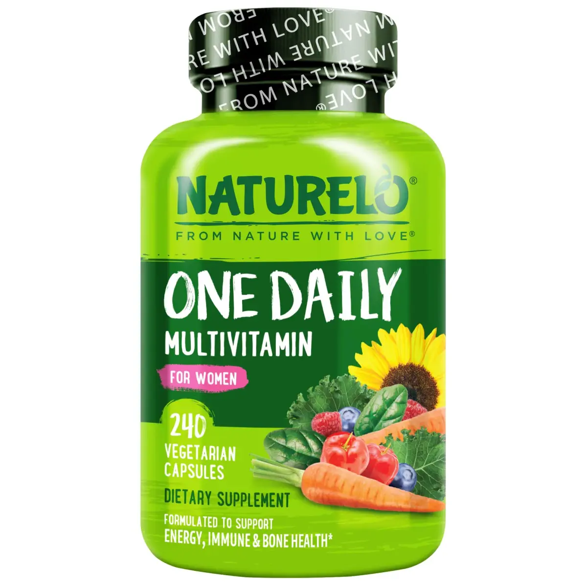 NATURELO One Daily Multivitamin for Women 240 Count | Plant-Based, Non-GMO, Gluten-Free - main product image