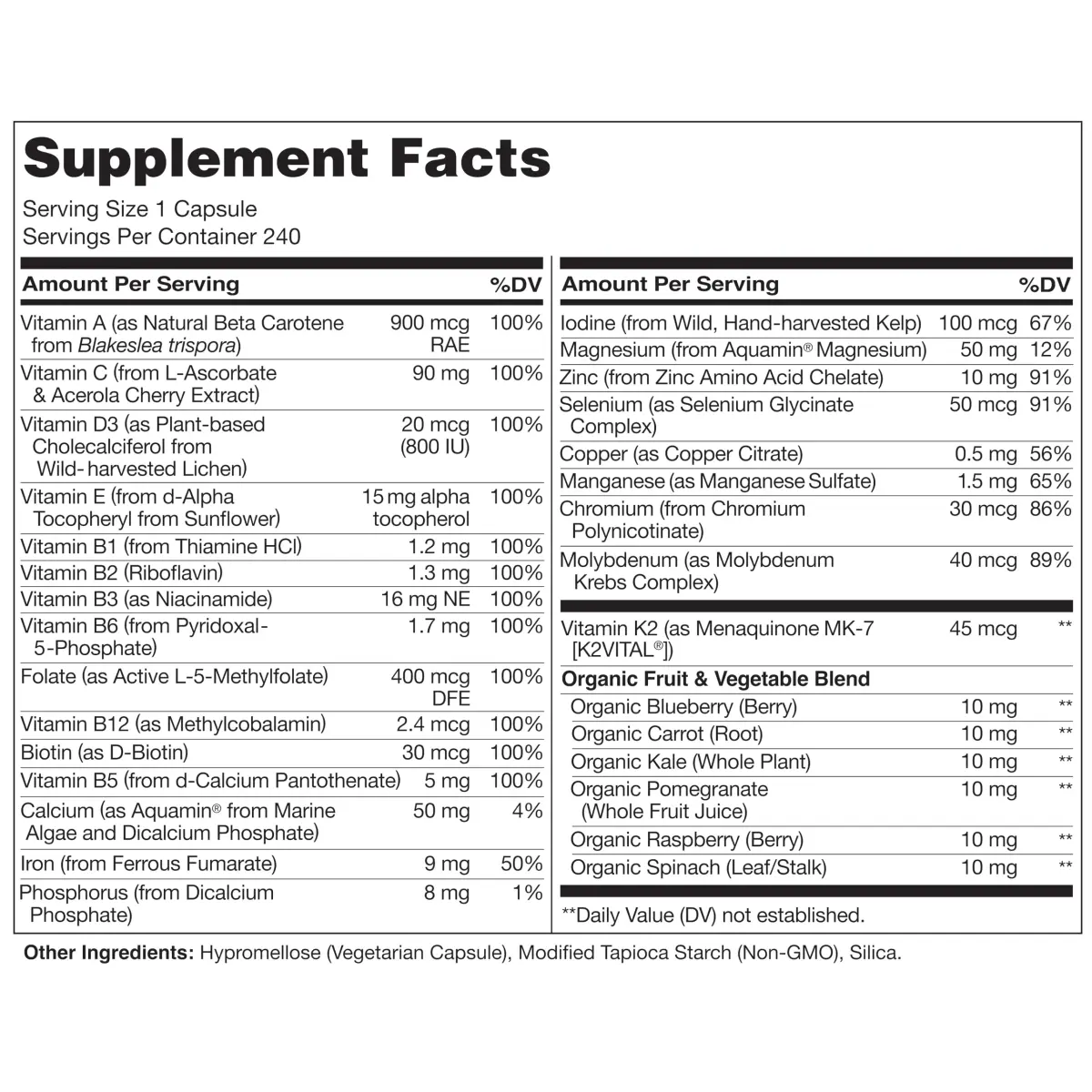 NATURELO One Daily Multivitamin for Women 240 Count | Plant-Based, Non-GMO, Gluten-Free - view 3