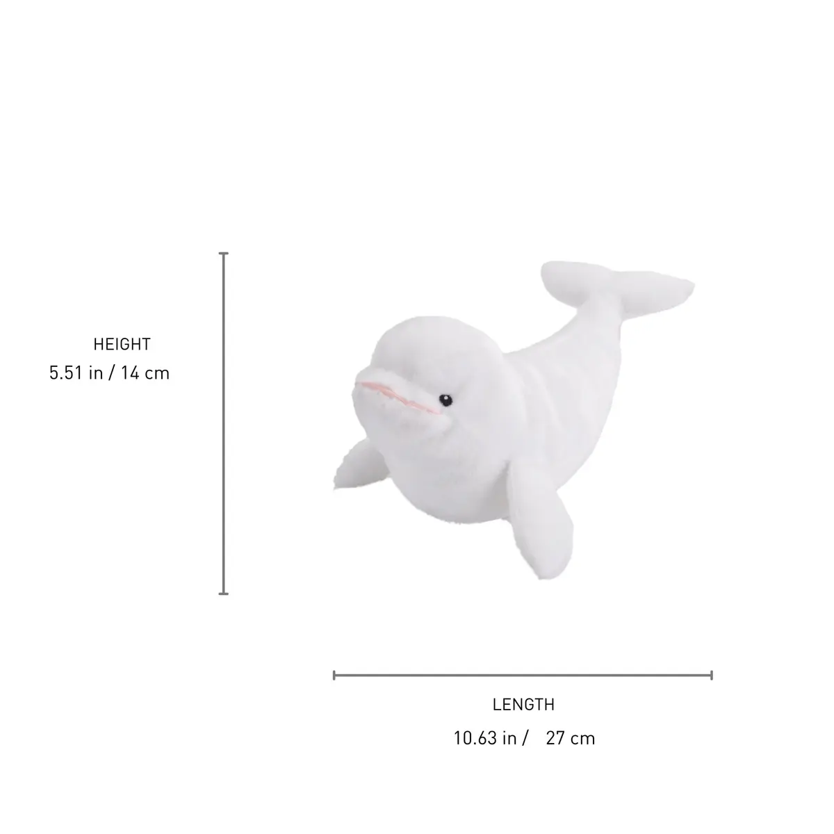 Wild Republic Ecokins Mini Beluga Whale Plush Toy 8" | Ecofriendly Recycled Water Bottle Fabric - view 3