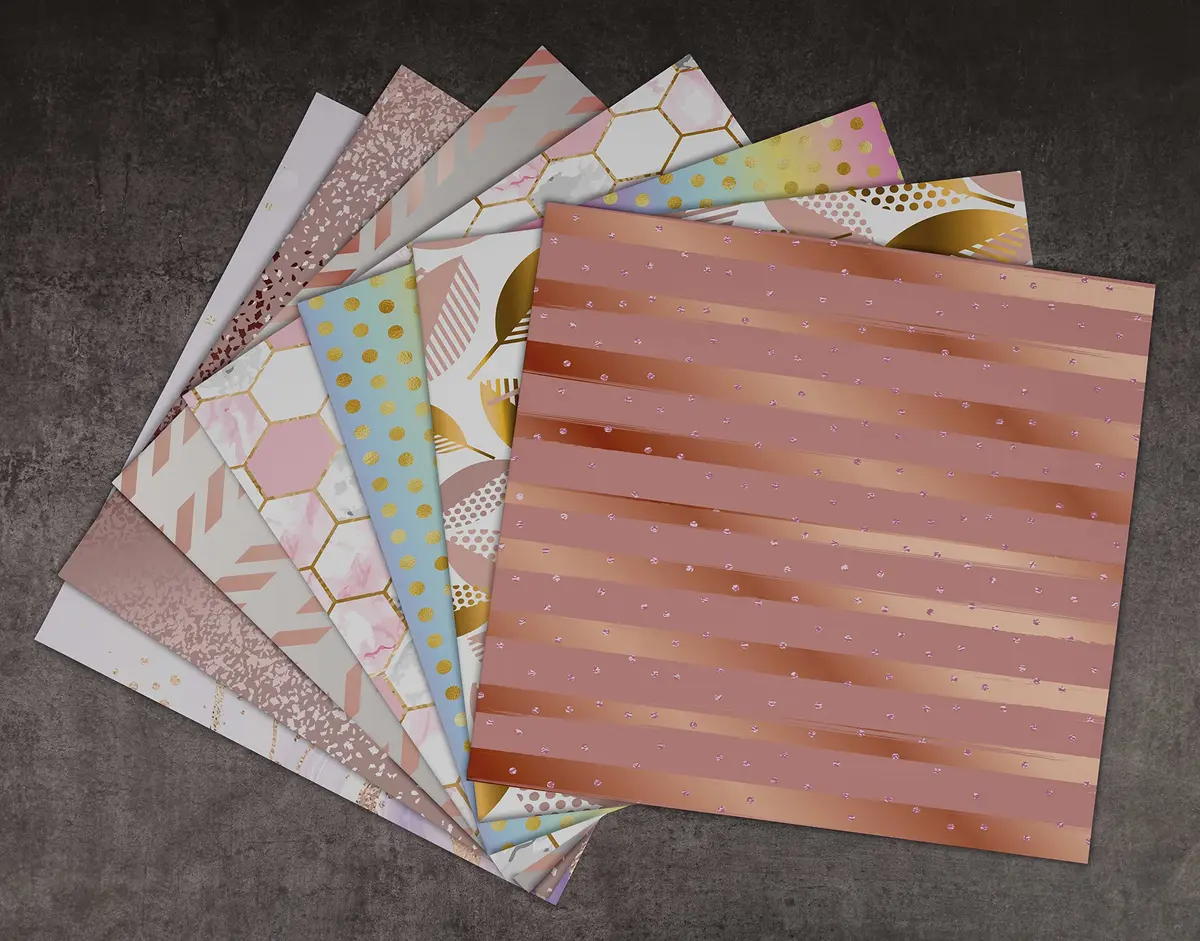Inkdotpot 25 Sheets Metallic Pastels Theme Texture Scrapbook Paper 12x12 | Colorful DIY Craft Supplies - view 5