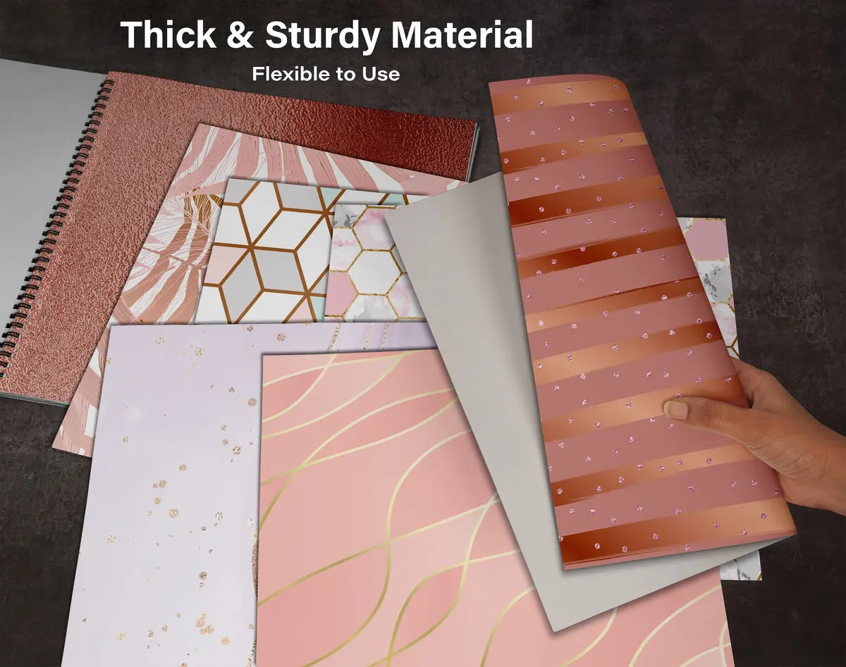 Inkdotpot 25 Sheets Metallic Pastels Theme Texture Scrapbook Paper 12x12 | Colorful DIY Craft Supplies - view 8