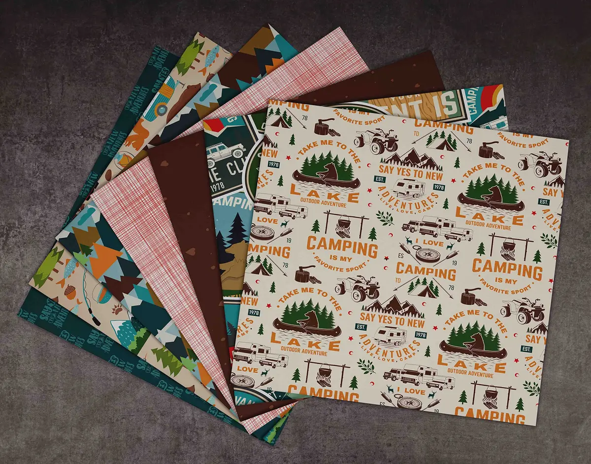Inkdotpot Camping Texture Scrapbook Paper Pad 12x12 Inch (25 Sheets) | Acid-Free & Lignin-Free Cardstock for Crafts - view 5