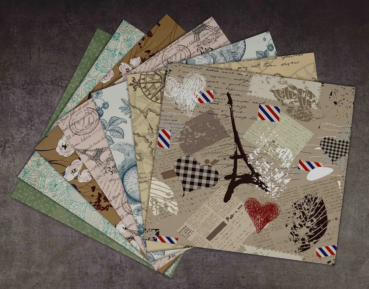 Inkdotpot Vintage Retro Theme Scrapbook Paper Pad 12x12 Inch (25 Sheets, 150 GSM) | Single-Sided Decorative Cardstock for Crafts - view 5