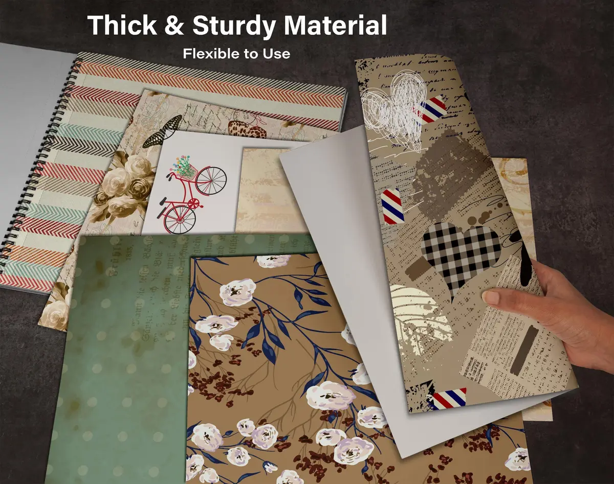 Inkdotpot Vintage Retro Theme Scrapbook Paper Pad 12x12 Inch (25 Sheets, 150 GSM) | Single-Sided Decorative Cardstock for Crafts - view 8
