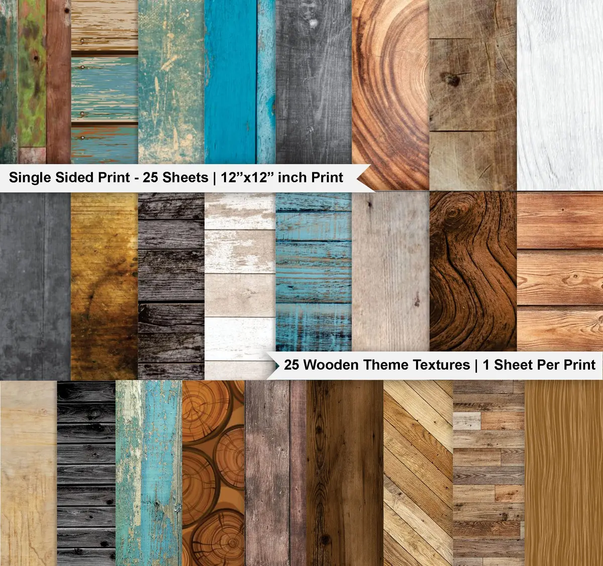 Inkdotpot 25 Sheets Rustic Wood Texture Scrapbook Paper Pad 12x12 | Colorful DIY Craft Supplies - view 2