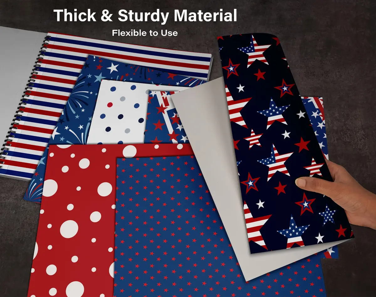 Inkdotpot America Theme Texture Scrapbook Paper Pad 12x12 Inch (25 Sheets, 150 GSM) | Acid-Free Cardstock for Crafts - view 8
